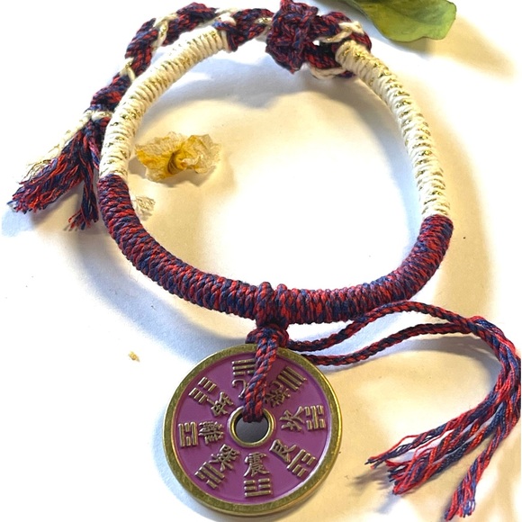 Woven Bracelet Chinese Lucky Coin Hand made Protection Bracelet - Picture 1 of 8
